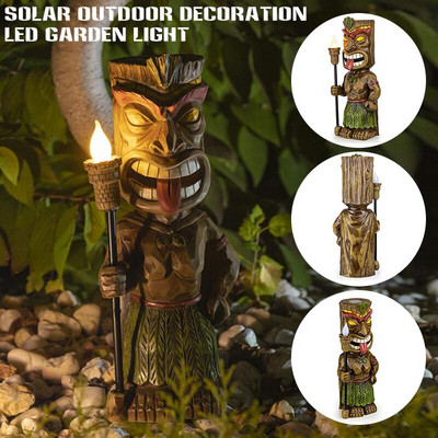 Tiki Guard Statua Vanjski kućni dekor na solarni pogon Nova LED vrtna dekoracija Zanati Vrtlarstvo Skulptura Svjetiljka za travnjak za dvorište