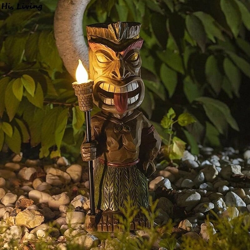 Tiki Guard Statua Vanjski kućni dekor na solarni pogon Nova LED vrtna dekoracija Zanati Vrtlarstvo Skulptura Svjetiljka za travnjak za dvorište