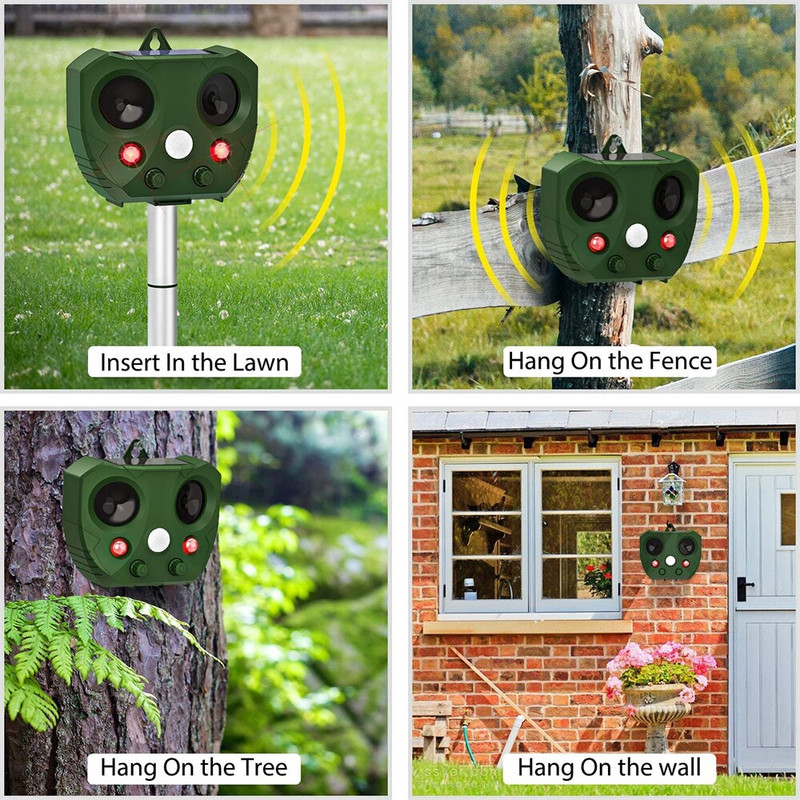 PIR judesio jutiklis Saulės gyvūnų repelentas Ultragarsinis atbaidantis atbaidymo priemonė lauko sodo šunų kačių paukščių pelių gaudymo įtaisai