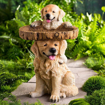 Αγάλματα σκυλιών κήπου Διακόσμηση σπιτιού Παιχνιδιάρικα κουτάβια Μπάνιο πουλιών Polyresin Αντίκα κήπου πουλί Μπάνιο Κήπος Αυλή Γλυπτά ζώων Στολίδι