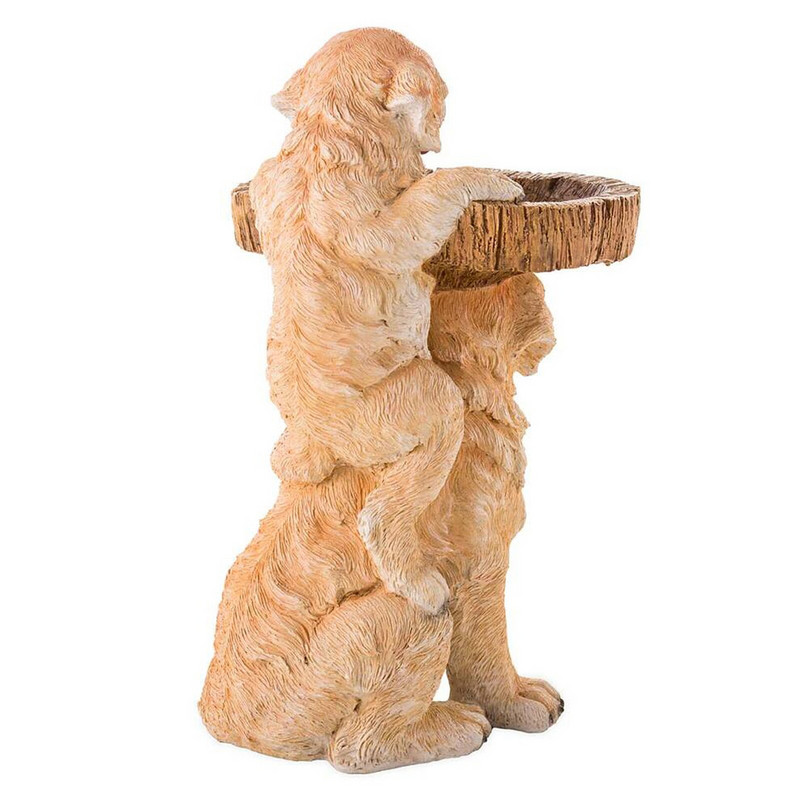 Kerti Kutyaszobrok Lakberendezés Játékos Kölykök Madárfürdő Polirezin Antik Kerti Madárfürdő Kert Udvar Állatszobrok Dísz