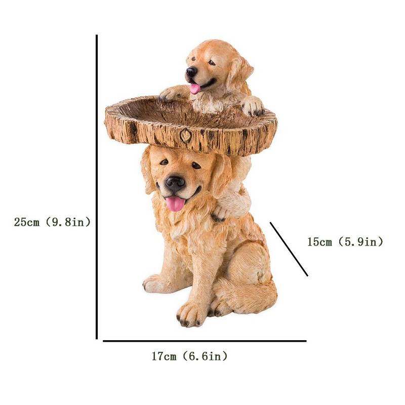 Kerti Kutyaszobrok Lakberendezés Játékos Kölykök Madárfürdő Polirezin Antik Kerti Madárfürdő Kert Udvar Állatszobrok Dísz