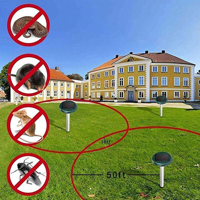 Saulės energija varomas ultragarsinis pelės kurmių kenkėjų graužikams nuo uodų atbaidantis kiemo kurmių atbaidiklis skirtas lauko kenkėjų kontrolei kieme