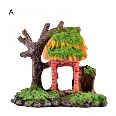 Kinijos miniatiūrinė keraminė figūrėlė bonsai alpinariumo kraštovaizdžio ornamentas, imituotas architektūrinis paviljonas, lėlių namelio apdaila