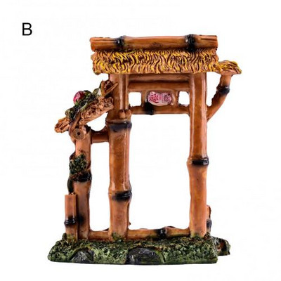 Kinijos miniatiūrinė keraminė figūrėlė bonsai alpinariumo kraštovaizdžio ornamentas, imituotas architektūrinis paviljonas, lėlių namelio apdaila