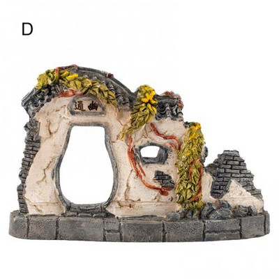 Kinijos miniatiūrinė keraminė figūrėlė bonsai alpinariumo kraštovaizdžio ornamentas, imituotas architektūrinis paviljonas, lėlių namelio apdaila