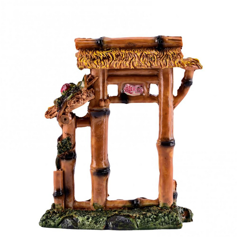 Kinijos miniatiūrinė keraminė figūrėlė bonsai alpinariumo kraštovaizdžio ornamentas, imituotas architektūrinis paviljonas, lėlių namelio apdaila