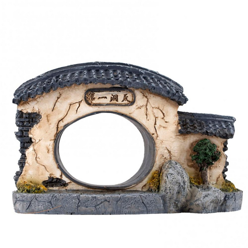 Kinijos miniatiūrinė keraminė figūrėlė bonsai alpinariumo kraštovaizdžio ornamentas, imituotas architektūrinis paviljonas, lėlių namelio apdaila