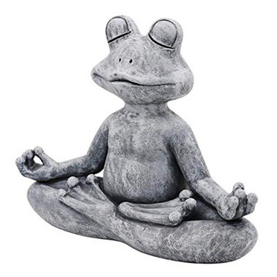 Статуя на медитираща жаба Медитиращ дзен градинска йога фигурка Поли смола Декорация на офис двор Орнамент Декорация на градина