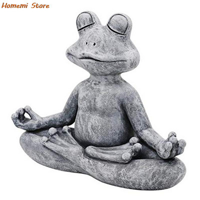 Medituojanti varlė Statulėlė Medituojanti Zen sodo Joga Figūrėlė iš poli dervos Biuro kiemo puošmena Ornamento sodo puošmena
