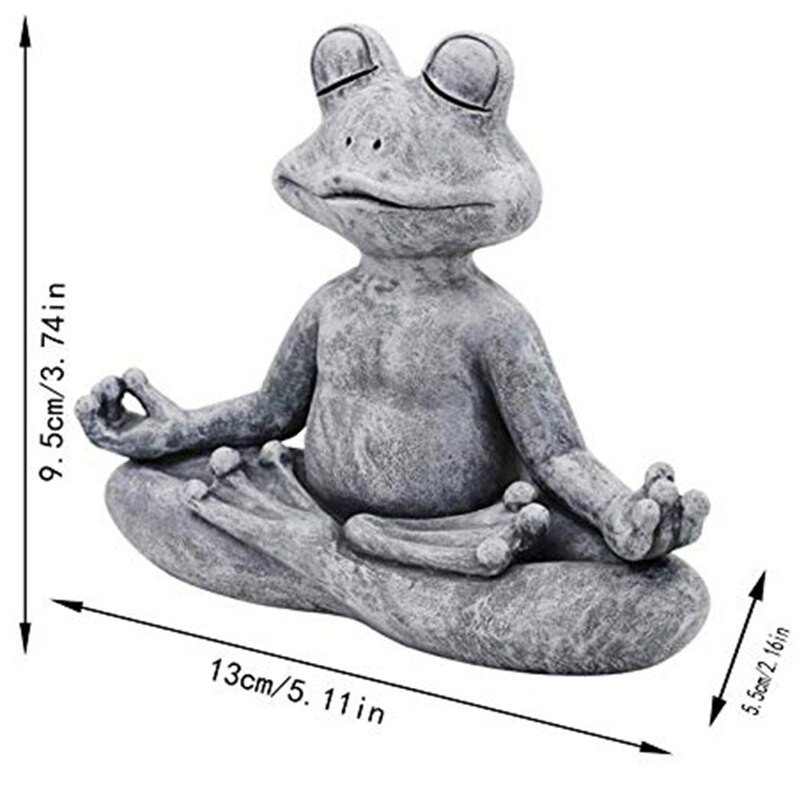 Medituojanti varlė Statulėlė Medituojanti Zen sodo Joga Figūrėlė iš poli dervos Biuro kiemo puošmena Ornamento sodo puošmena