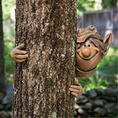 Garden Tree Hugger Funny Face Ornamente Realiste Rășină Artizanat Metal Curte Artă Pentru a Decora Pentru Grădina Acasă