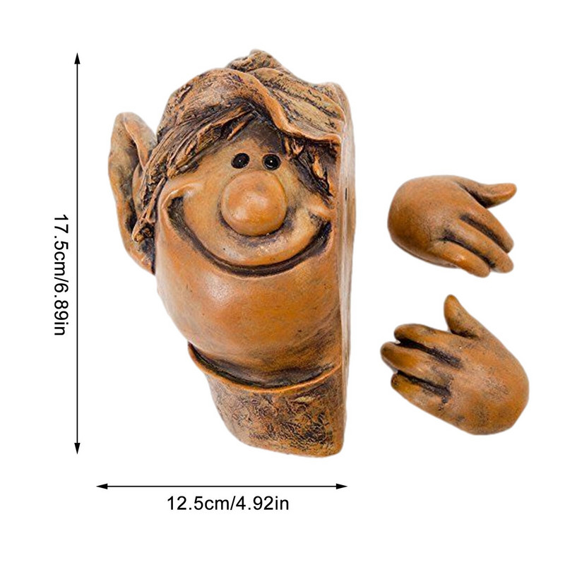 Garden Tree Hugger Funny Face Ornamente Realiste Rășină Artizanat Metal Curte Artă Pentru a Decora Pentru Grădina Acasă
