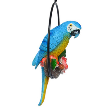 Творчески папагал от смола, виси на дърво, външна градинска декорация, статуя, животинска скулптура за стая за домашен офис, градински декор, орнамент