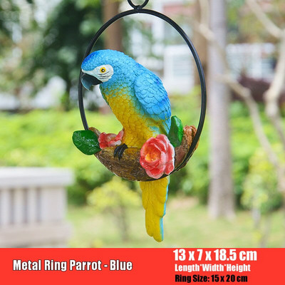 Kūrybingos dervos papūga pakabinti ant medžio lauko sodo puošmena statulos gyvūno skulptūra namų biuro kambario sodo dekoro ornamentas