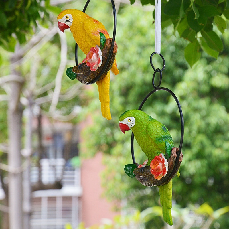 Kūrybingos dervos papūga pakabinti ant medžio lauko sodo puošmena statulos gyvūno skulptūra namų biuro kambario sodo dekoro ornamentas