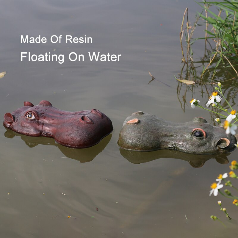 Kūrybingas derva plaukiojantis krokodilo begemoto baisus statula lauko sodo tvenkinio dekoravimas namų sodo Helovino dekoro ornamentas