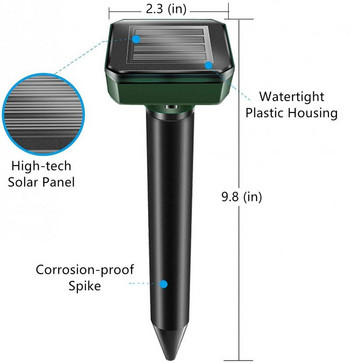 4 τμχ Ultrasonic Solar Power Animals αδιάβροχο απωθητικό για υπαίθρια παράσιτα τρωκτικά Gopher Deterrent Vole Snake Chaser