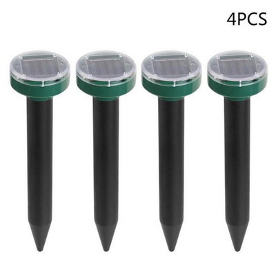 4 vnt. Ultragarsinis saulės energiją naudojančių gyvūnų vandeniui atsparus repelentas, skirtas lauko kenkėjų graužikams, atgrasantis pelėnų gyvačių gaudytojui