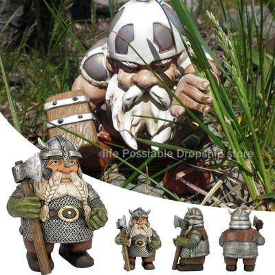 Dervos amatų demonstravimo formos modeliavimas Miniatiūrinis vikingas Viktoras, norvegų nykštukas nykštukas Statulėlė Sodo dekoras Gardo kiemo statulai