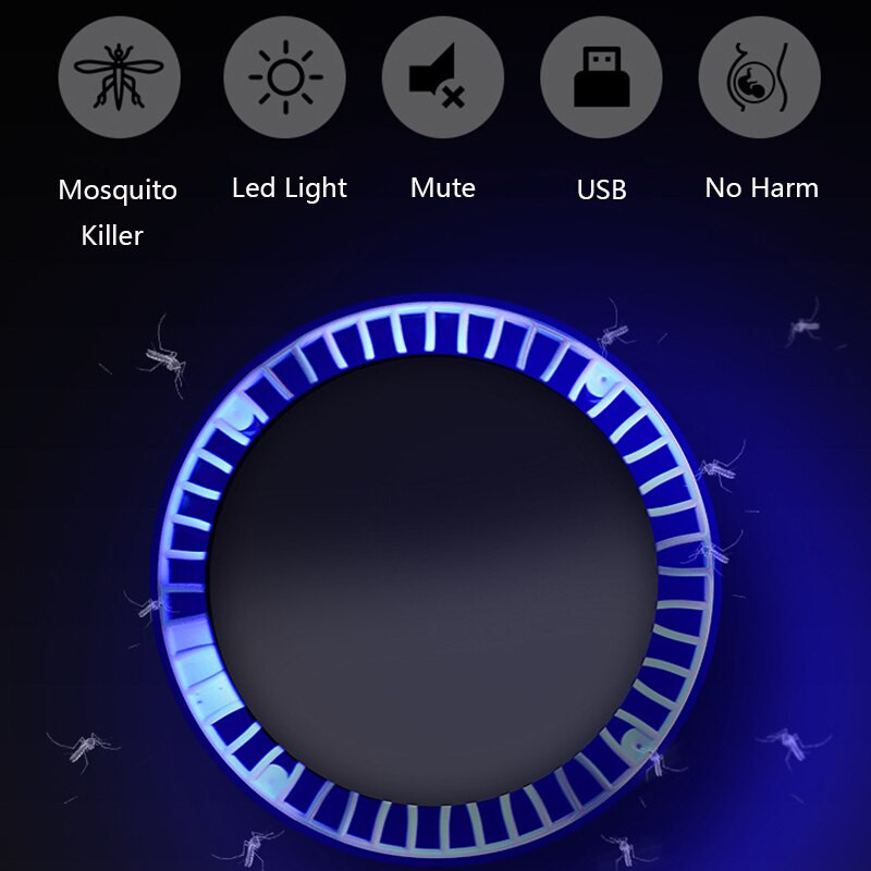 Elektriskā moskītu atbaidīšanas lampa ar pretodu ventilatoru USB Fly Killer LED kukaiņu atbaidītājs mājas moskītu nosūcējs āram