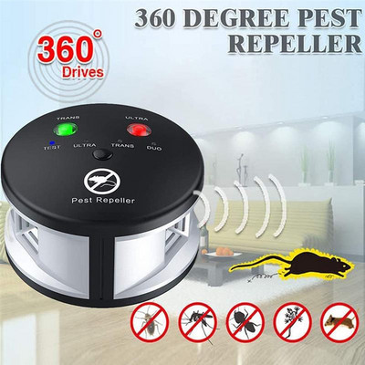 Tlačidlový odpudzovač hmyzu s 4 režimami, sonický odpudzovač hmyzu, potkanov, myší, zariadenie na kontrolu škodcov 110V-220V 360 stupňov proti hmyzu, domáce potreby