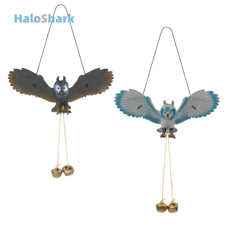Bagoly szélcsengő medál Hamis állatok Lógó fa Fém harangok Madárriasztó Kerti dekoráció Szobor Madárijesztő Erkély Kültéri Udvar