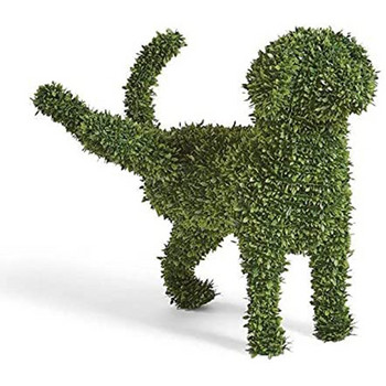 Декоративно пикаещо куче Topiary Флокирани кучешки скулптури Статуя без дори пръст за подрязване или поливане Декоративен домашен любимец Градинска декорация