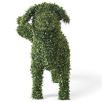 Декоративно пикаещо куче Topiary Флокирани кучешки скулптури Статуя без дори пръст за подрязване или поливане Декоративен домашен любимец Градинска декорация