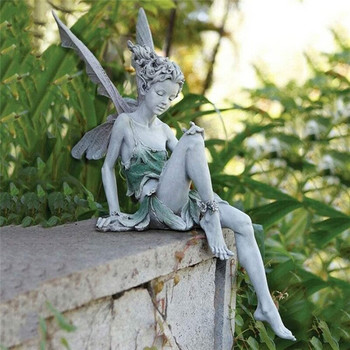 Седяща статуя на фея Градинско украшение от смола Веранда Скулптура Двор Занаят Озеленяване за декорация на домашна градина Дропшиппинг