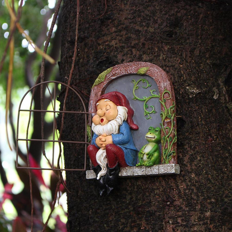 Kūrybingas miegančių sodo nykštukų ir varlių kiemo ornamentas miegančio sodo nykštuko statulėlės figūrėlės sodo aksesuarų dekoravimas