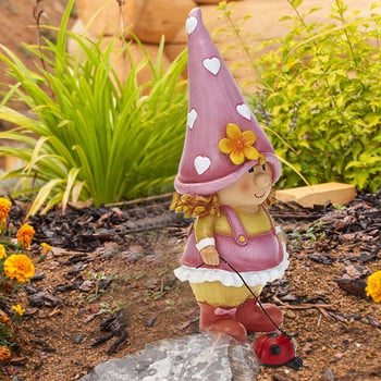 Нов градински приятел Gnome Открит градински Gnome Friend Забавна градинска статуя от смола Сладък занаят Градинска декорация Подарък за рожден ден