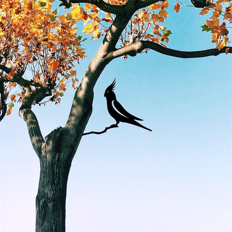 Rondule de hambar Siluete de păsări din metal Decor pentru grădină Sculptură de papagal Ornament pentru curte Ramă de oțel Siluetă în picioare