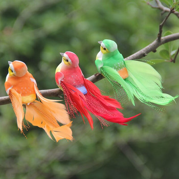 12 τμχ Χαριτωμένο φτερό από τεχνητό αφρό Καναρίνια Πουλιά Απομίμηση Πουλιών Δημιουργικό Σπίτι Υπαίθριο Ψεύτικο Ζώο Στολίδι Κήπος DIY Διακόσμηση πάρτι