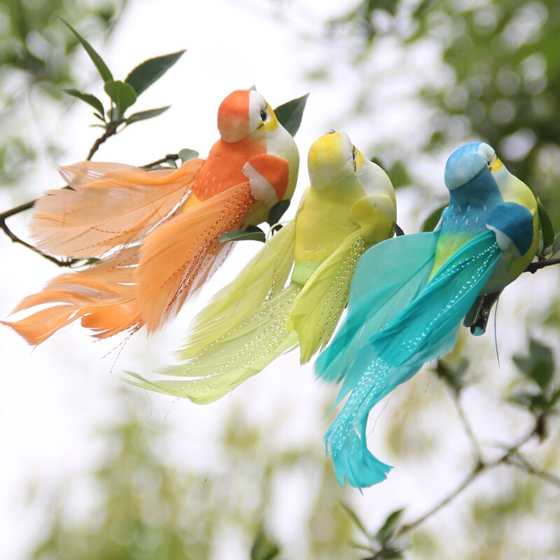 12 tk. Armas kunstlik vahtsulg Kanaari lindude imitatsioon lindude loov kodu õues võltsloomade kaunistused aia meisterdamise peokaunistused