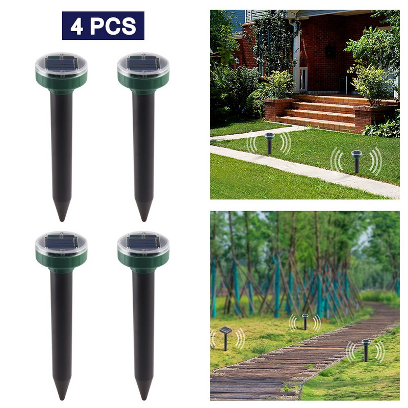 Kurmių atbaidiklis Ultragarsinis saulės energijos pelės atbaidiklis lauko sodo kiemo kurmių žiurkių graužikų kenkėjų atbaidiklis 4 vnt.