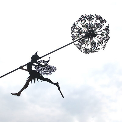 Sodo fėjos puošmena kuolas Kiaulpienės metalinis elfo silueto ornamentas kiemui meno dekoras Vejos kraštovaizdžio skulptūros dekoras