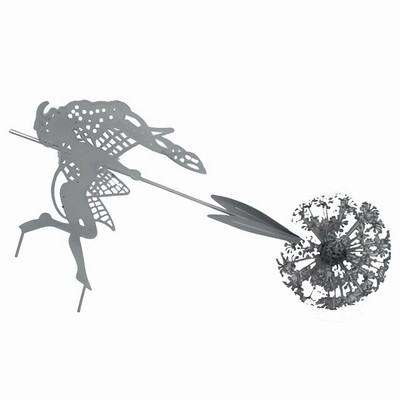 Sodo fėjos puošmena kuolas Kiaulpienės metalinis elfo silueto ornamentas kiemui meno dekoras Vejos kraštovaizdžio skulptūros dekoras