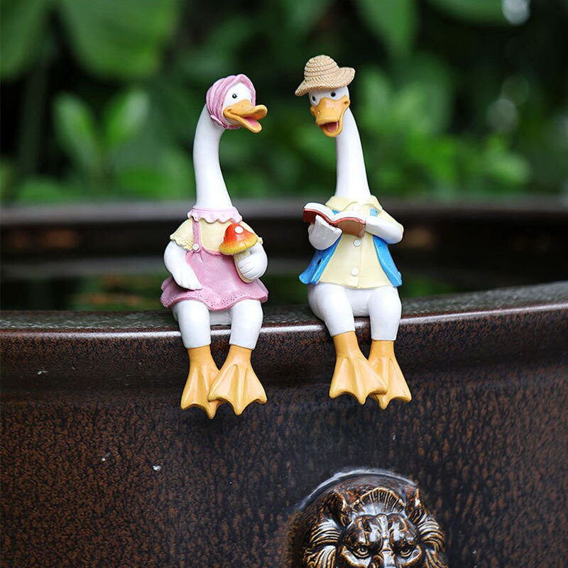 Anties papuošalai Derva Dirbtinė ančių sodas Skulptūra Gyvūnų statulos apdaila Imitacija Tvenkinio dekoras Kraštovaizdis Miniatiūriniai amatai