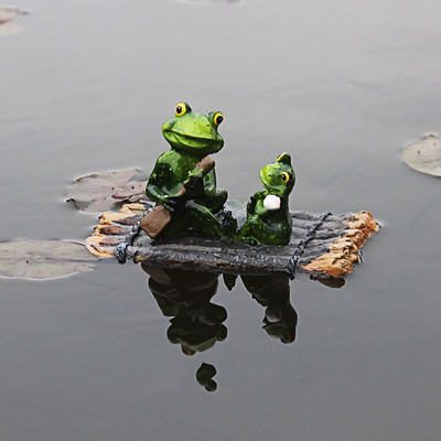 Plaukiojančios varlės puošmenos figūrėlės Dervos amatai Dekoratyviniai papuošalai Gyvūnų statula figūrėlė Namų sodui Baseinas Tvenkinys Kalėdos G