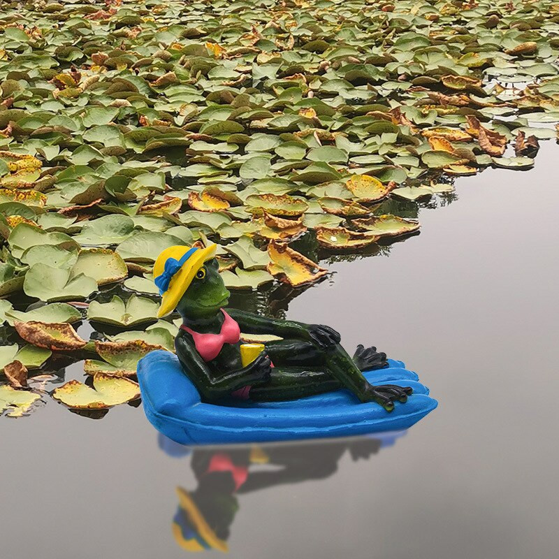 Plaukiojančios varlės puošmenos figūrėlės Dervos amatai Dekoratyviniai papuošalai Gyvūnų statula figūrėlė Namų sodui Baseinas Tvenkinys Kalėdos G