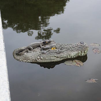 Креативна симулация на смола Плаващи фигурки на животни с глава на крокодил Примамка за водно езерце за статуя на басейн Декорация на открита градина