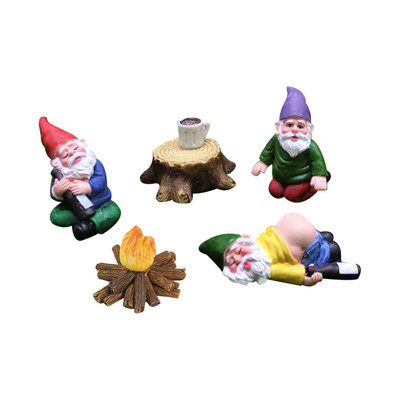 5/6/9 komada Drunk Gnome Set od smole Mini patuljasti kip od logorske vatre Vodootporni bajkoviti vrt Vanjska terasa Travnjak Pejzažna dekoracija