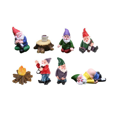 5/6/9 komada Drunk Gnome Set od smole Mini patuljasti kip od logorske vatre Vodootporni bajkoviti vrt Vanjska terasa Travnjak Pejzažna dekoracija