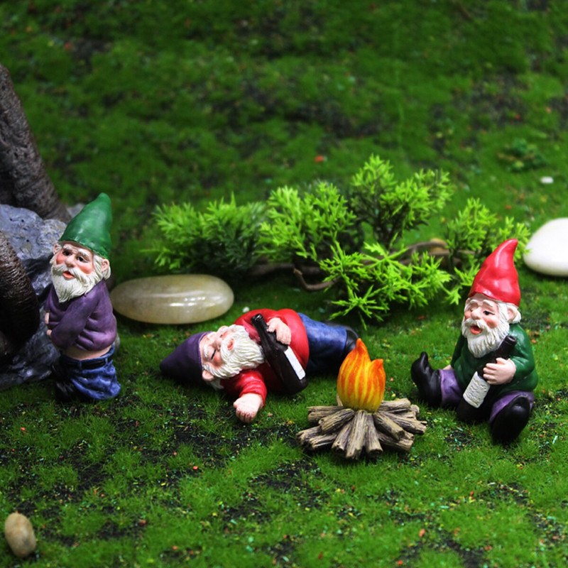 5/6/9 komada Drunk Gnome Set od smole Mini patuljasti kip od logorske vatre Vodootporni bajkoviti vrt Vanjska terasa Travnjak Pejzažna dekoracija