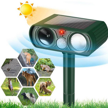 Ultrasonic Birds Animal Repeller Αδιάβροχα ηλιακά απωθητικά για σκύλους σε εξωτερικούς χώρους με αισθητήρα κίνησης PIR Wild Animals Garden Farms