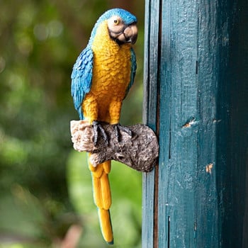 Градински орнамент 11\'\' фигурки от смола на папагали тукан хамелеон прегръдки за дърво за декорация на дървета декорация на птици градински висящи орнаменти