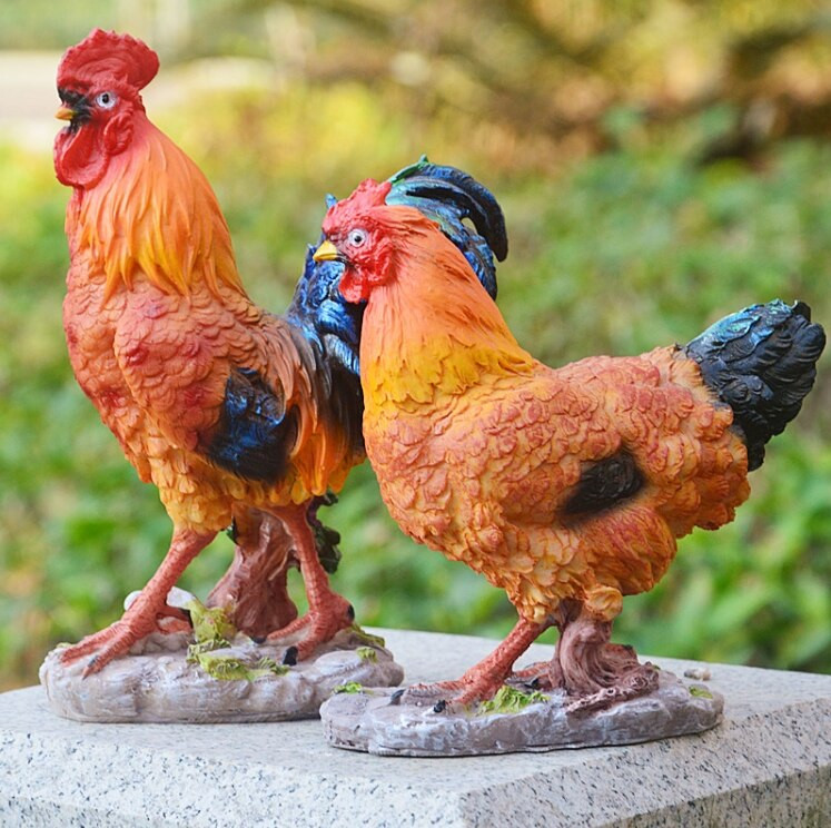 Pastoracinė imitacija Gaidžio vištos dervos papuošalai Lauko sodas Balkonas Priedai Amatai Parkas Kiemas Veja Skulptūra Dekoras