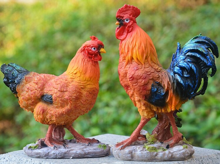 Pastoracinė imitacija Gaidžio vištos dervos papuošalai Lauko sodas Balkonas Priedai Amatai Parkas Kiemas Veja Skulptūra Dekoras