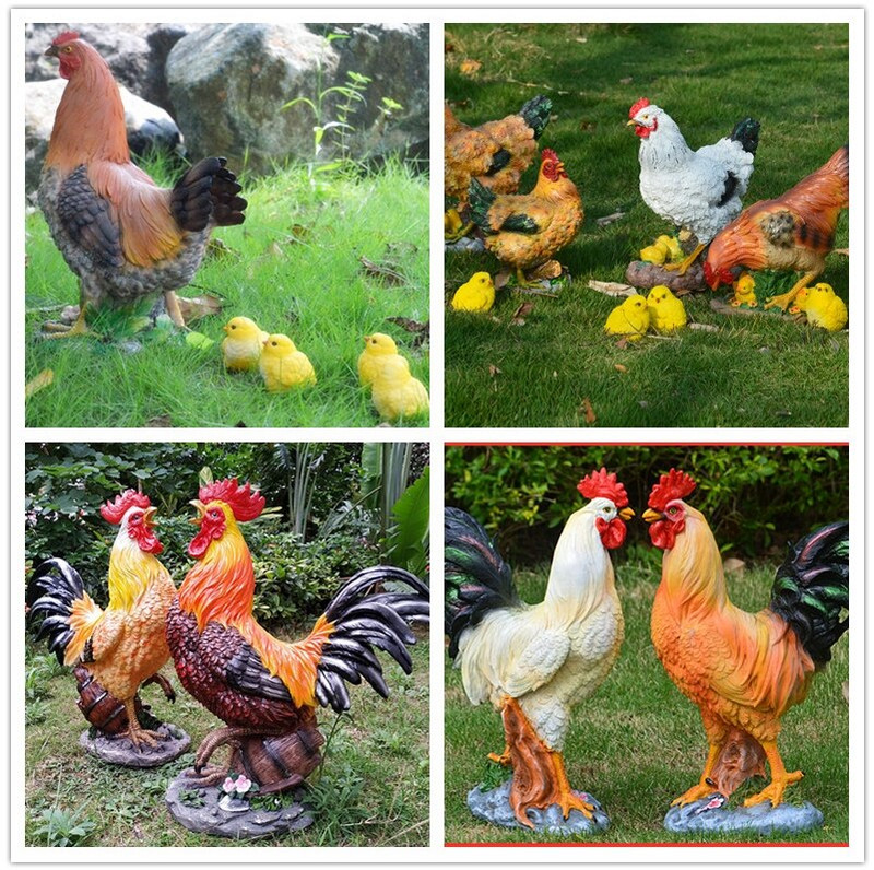 Pastoracinė imitacija Gaidžio vištos dervos papuošalai Lauko sodas Balkonas Priedai Amatai Parkas Kiemas Veja Skulptūra Dekoras